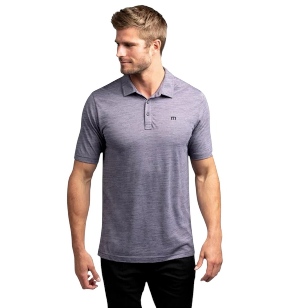 TravisMathew Flying Tortilla Golf Polo Men XL Purple Heather Performance Stretch